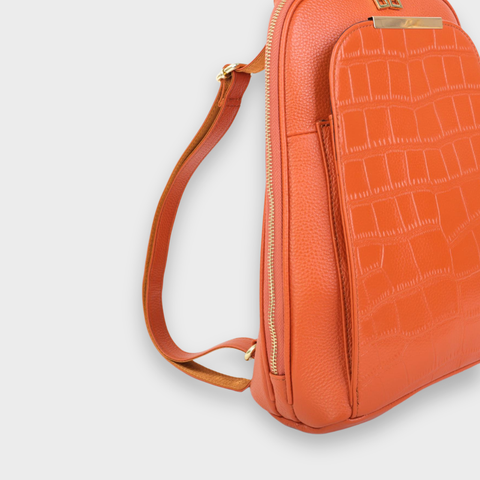 Luna Embossed Leather Backpack